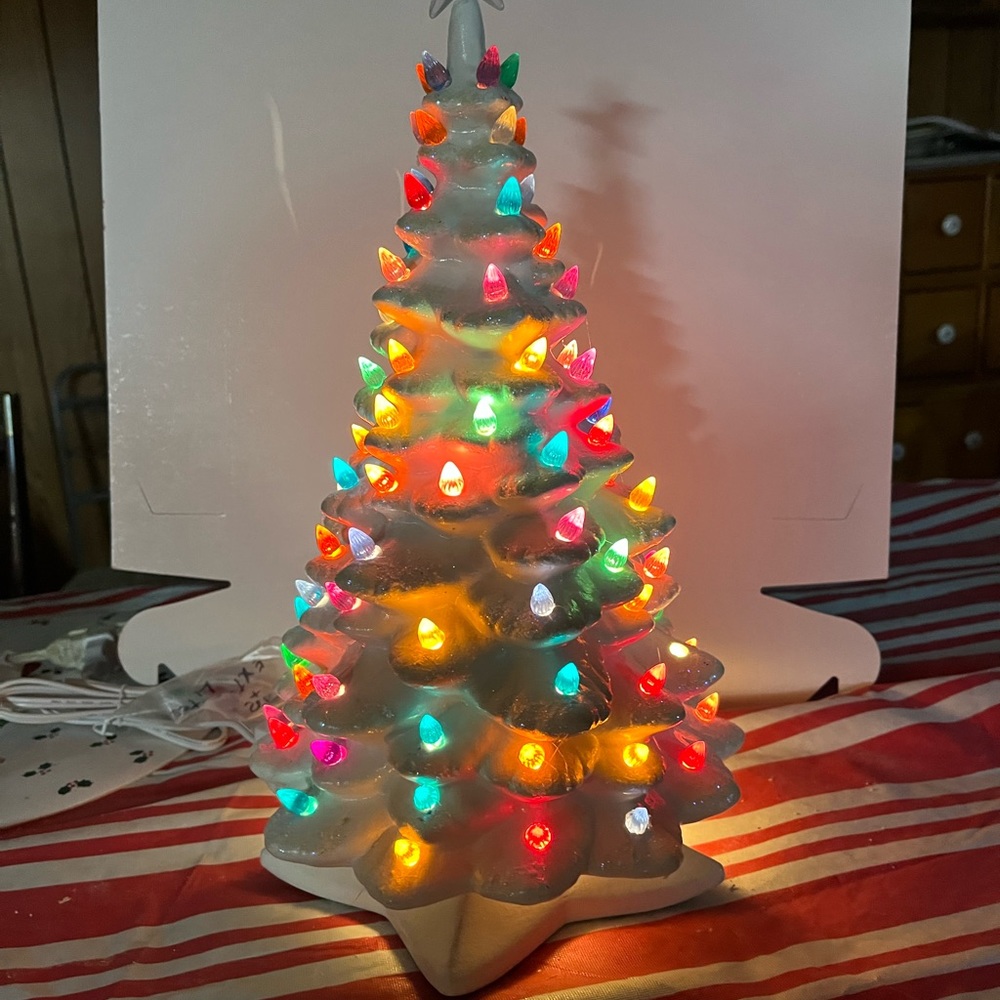 Vintage white glazed ceramic tree